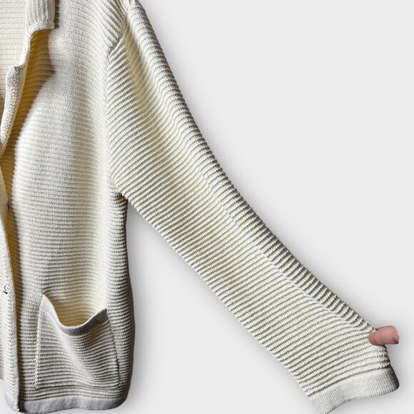 Ribbed sweater Blazer Jacket Womens XXL Cream Double Breasted Gold Buttons NWOT - Picture 4 of 9